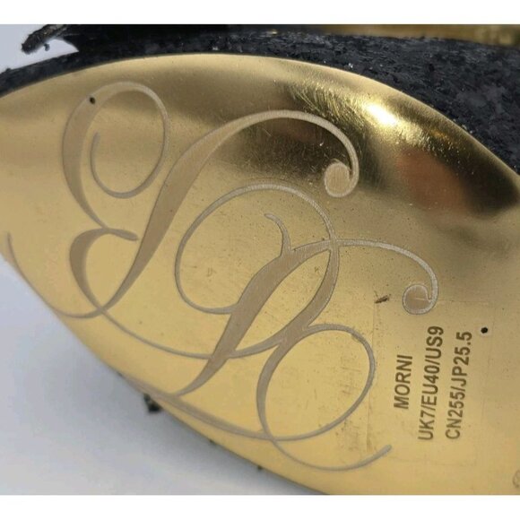 Ted Baker London Keanah Big Bow Peep Toe Black Sparkles High Heel Pumps Shoes 9 - Picture 10 of 14